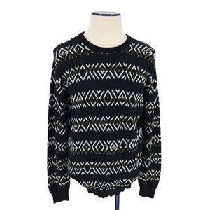 Sovereign Code 1917 Sweater Black Nordic Print Long Sleeve Crew Large